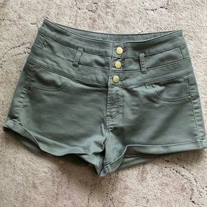 Green High Waisted Shorts